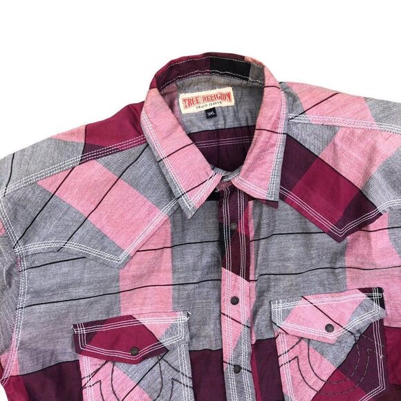 True Religion Shirt XXXL Patterned Button Up T Shirt - Picture 8 of 15